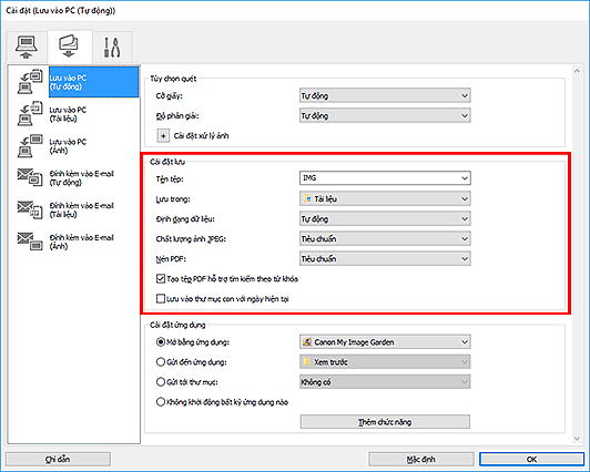 hình: Hộp thoại Cài đặt